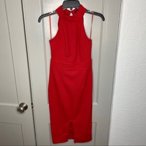 Red halter dress